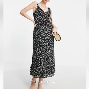 & Other Stories Floral Print Ruffle Edge Midi Dress